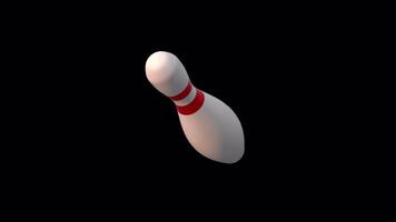 3D Bowling Pins Rotating on a Transparent Background. Seamless Loop. Sports. 4K video