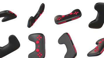 3D Game Controller Falling on a White Background. Joystick 3D Animation. 4K video
