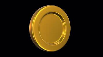 3D Golden Coin Rotating on a Transparent Background. Seamless Loop. Treasure. 4K video