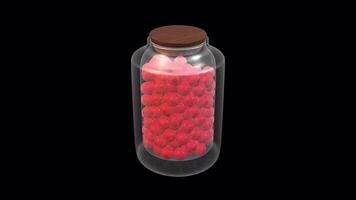3D Candy Jar Rotating on a Transparent Background. Seamless Loop. Candies Jar. 4K video
