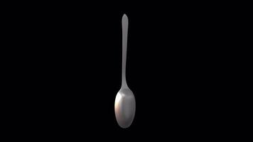 3D Stainless Steel Spoon Rotating on a Transparent Background. Seamless Loop. 4K video