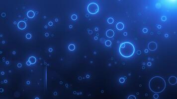 Abstract Bubbles and Saber Circles Animated Background. Blue Background. 4K video
