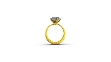 3D Gold Ring Moving Towards the Camera. Golden Ring on a White Background. 4K video