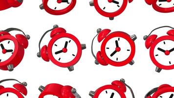3D Alarm Clock Falling on a White Background. Alarm Clock 3D Animation. 4K video