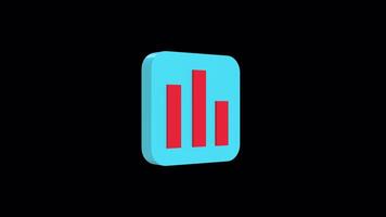 3D Graph Icon Rotating on a Transparent Background. Seamless Loop. Line Graph. 4K video