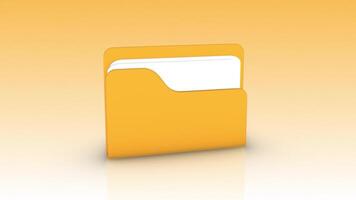 3D Camera Zooming to an Icon of a 3D Folder. Folder and Files Icon 3D. 4K video