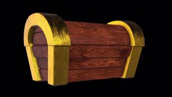 3D Chest Box Rotating on a Transparent Background. Seamless Loop. Treasure Box. 4K video