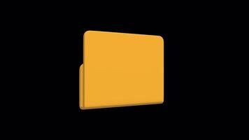 3D Folder Icon Rotating on a Transparent Background. Seamless Loop. Files. 4K video