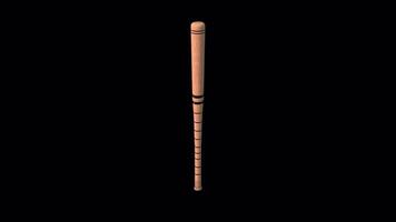 Baseball Bat 3D Rotating on a Transparent Background. Seamless Loop. 4K video