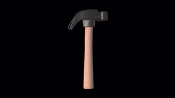 3D Claw Hammer Rotating on a Transparent Background. Seamless Loop. Claw Hammer. 4K video