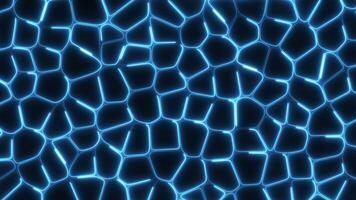 Abstract Glowing Cell Patterns on a Black Background. Blue Cell Patterns. 4K video