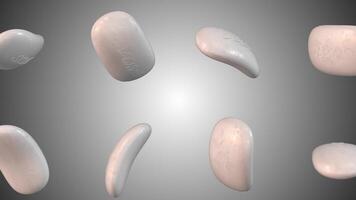 3D Soap Bars Falling on a Grey Background. Soap Bars 3D. White Color 3D Soap. 4K video