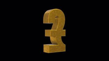 3D Pound Symbol Rotating on a Transparent Background. Seamless Loop. Sterling. 4K video