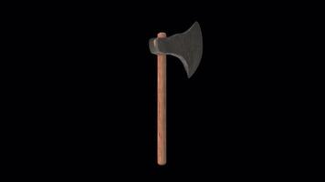 3D Axe Rotating on a Transparent Background. Seamless Loop. Axe 3D Icon. 4K video