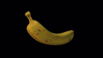 3D Banana Rotating on a Transparent Background. Seamless Loop. Banana 3D. 4K video