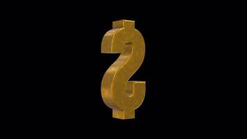3D Dollar Sign Rotating on a Transparent Background. Seamless Loop. Dollar. 4K video