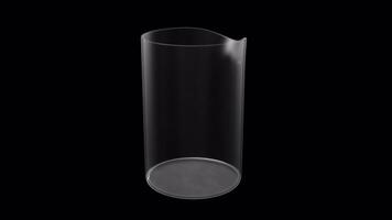 3D Glass Beaker Rotating on a Transparent Background. Seamless Loop. Beaker. 4K video