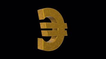 3D Euro Sign Rotating on a Transparent Background. Seamless Loop. Euro Symbol. 4K video