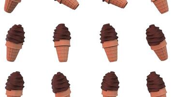 3D Icecreams Falling Animation on a White Background. Icecream Cone. 4K video