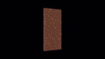 3D Chocolate Bar Rotating on a Transparent Background. Seamless Loop. 4K video