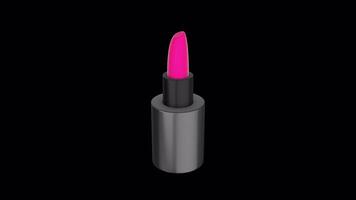 3D Lipstick Icon Rotating on a Transparent Background. Seamless Loop. 4K video