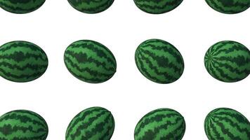 3D Watermelons Falling on a White Isolated Background. Watermelons 3D Icon. 4K video