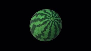3D Watermelon Rotating on a Transparent Background. Watermelon Seamless Loop. 4K video