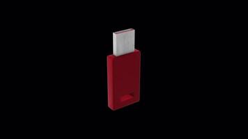 3D USB Flash Drive Rotating on a Transparent Background. Seamless Loop. USB. 4K video