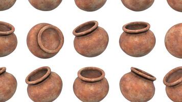 3D Clay Pots Falling Animation. Pottery Manufacturing. Clay Pots 3D. 4K video