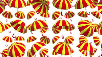 3D Umbrellas Falling Animation on a White Background. Umbrella 3D Model. 4K video