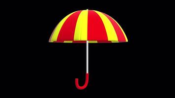 3D Rotating Umbrella on a Transparent Background. Umbrella Seamless Loop. 4K video
