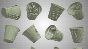 3d Lixo latas queda animação. Lixo pode animação. 3d caixote de lixo. 4k video