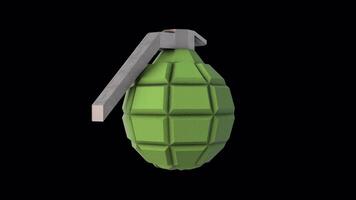 3D Hand Grenade Rotating on a Transparent Background. Hand Grenade. Explosives. 4K video