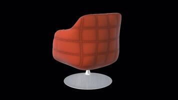 3D Chair with Inflated Seat Rotating on a Transparent Background. Seamless Loop. 4K video