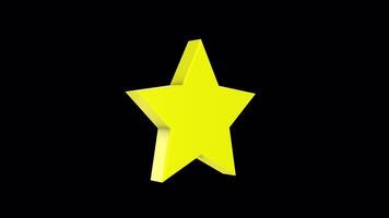 Rotating 3D Star on a Transparent Background. Seamless Loop. Star Icon. 4K video