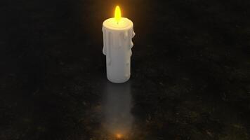3D Candle on an Illuminated Floor Animation. Candle Glowing 3D. 4K video