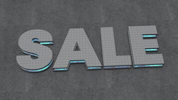 3D Sale Text Rotating on a Plain Ground. Glowing Edge. Extruded Sale Text. 4K video