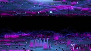 Cyber Space 3D Tunnel Camera Passing Through. Cyberpunk. Futuristic Grid. 4K video