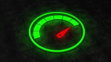 3D Glowing Gauge Meter Animation. Speedometer Animated. Speed Meter. Reflection. 4K video