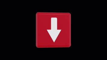 Rotating 3D Download Icon on a Transparent Background. Seamless Loop. 4K video
