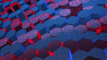 Animated 3D Hexagons with Glowing Effect. 3D Hexagons Random Movement. 4K video