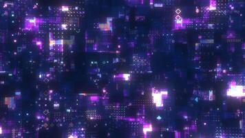 Abstract Cyberpunk Animated Background. Glowing Glitch Particles Animation. 4K video