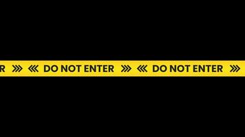 Do not enter tape on a transparent background. Warning ribbon. Danger sign. 4K video