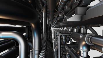 Diffused Metal Textured Pipe Tunnels Animation. Steel Pipe 3D. 4K video