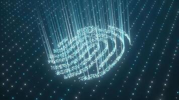Digital Fingerprint. Futuristic Lines and Dots Representing Biometric Security. 4K video
