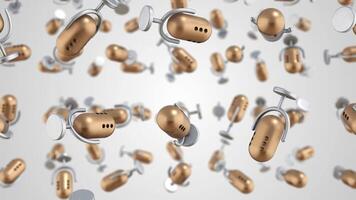 3D Microphone Icons Falling Animation. 3D Mic Falling. 4K video