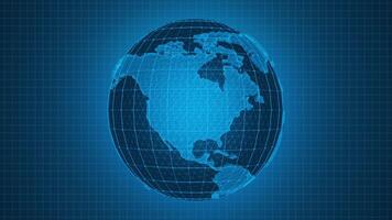 3D Wireframe Earth Globe Rotation. Rotating Globe. 4K video