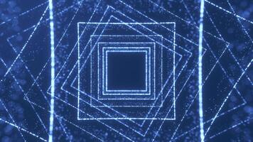 Abstract Technology Tunnel Animation. Particle Tunnel. Blue Background. 4K video