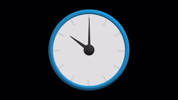 3D Clock Spinning Animation. Transparent Background. Clock Rotation. Seamless Loop. 4K video