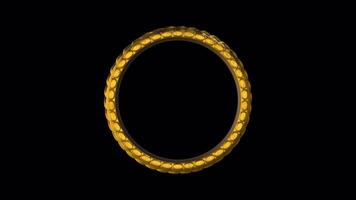 3D Golden Ring Rotating on a Transparent Background. Seamless Loop. Luxury Item. 4K video